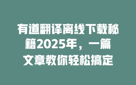 有道翻译离线下载秘籍2025年,一篇文章教你轻松搞定 一