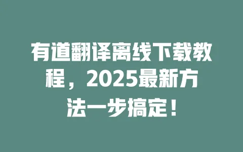 有道翻译离线下载教程,2025最新方法一步搞定! 一