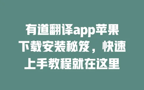 有道翻译app苹果下载安装秘笈,快速上手教程就在这里 一