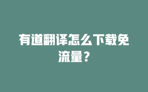 有道翻译怎么下载免流量？ 一