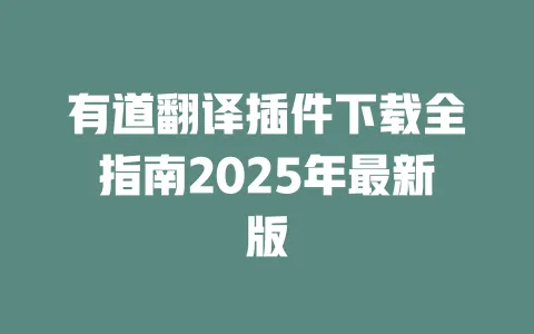 有道翻译插件下载全指南2025年最新版 一