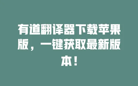 有道翻译器下载苹果版，一键获取最新版本！ 一